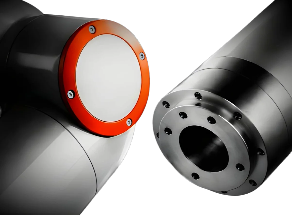 Primer plano de las juntas de un cobot Fairino
